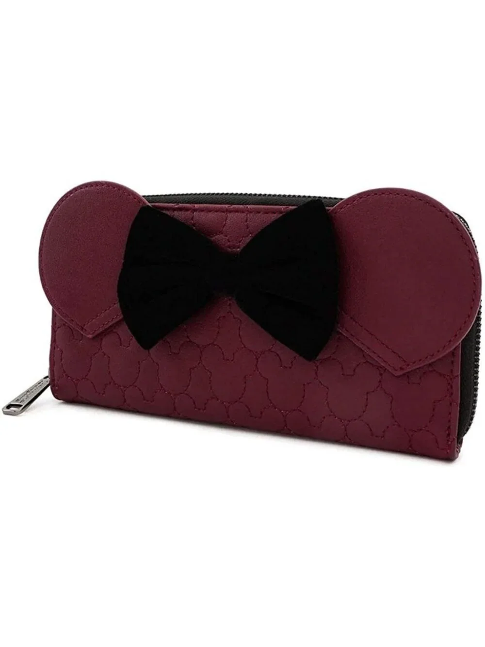Quilted Minnie Mouse Zip Around Wallet with Velvet Bow | Cute Disney Accessory